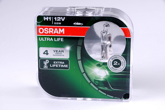 Изображение Osram lemputes ULTRA LIFE,  H1, 55W, DUO 64150ULT-HCB                                                                                                 