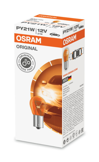 Изображение Osram lempute, PY21W, 21W, BAU15s, oranzine 7507                                                                                                      