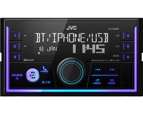 JVC, KW-X850BT 2-DIN USB MP3 magnetola su AUX ir Bluetooth   