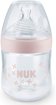 NUK Nature Sense Baby buteliukas, 0-6 men., su kruti primenanciu silikoniniu ciulptuku be BPA, 1 vnt., 150 ml turinys, S (arbata), rozine     